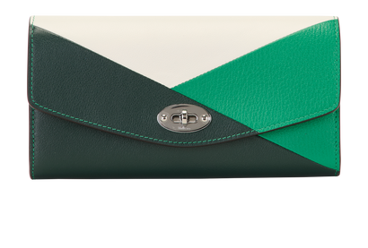 Mulberry Darley Colourblock Wallet, &pound;120, Accessories, Green/White, Leather, Front view
